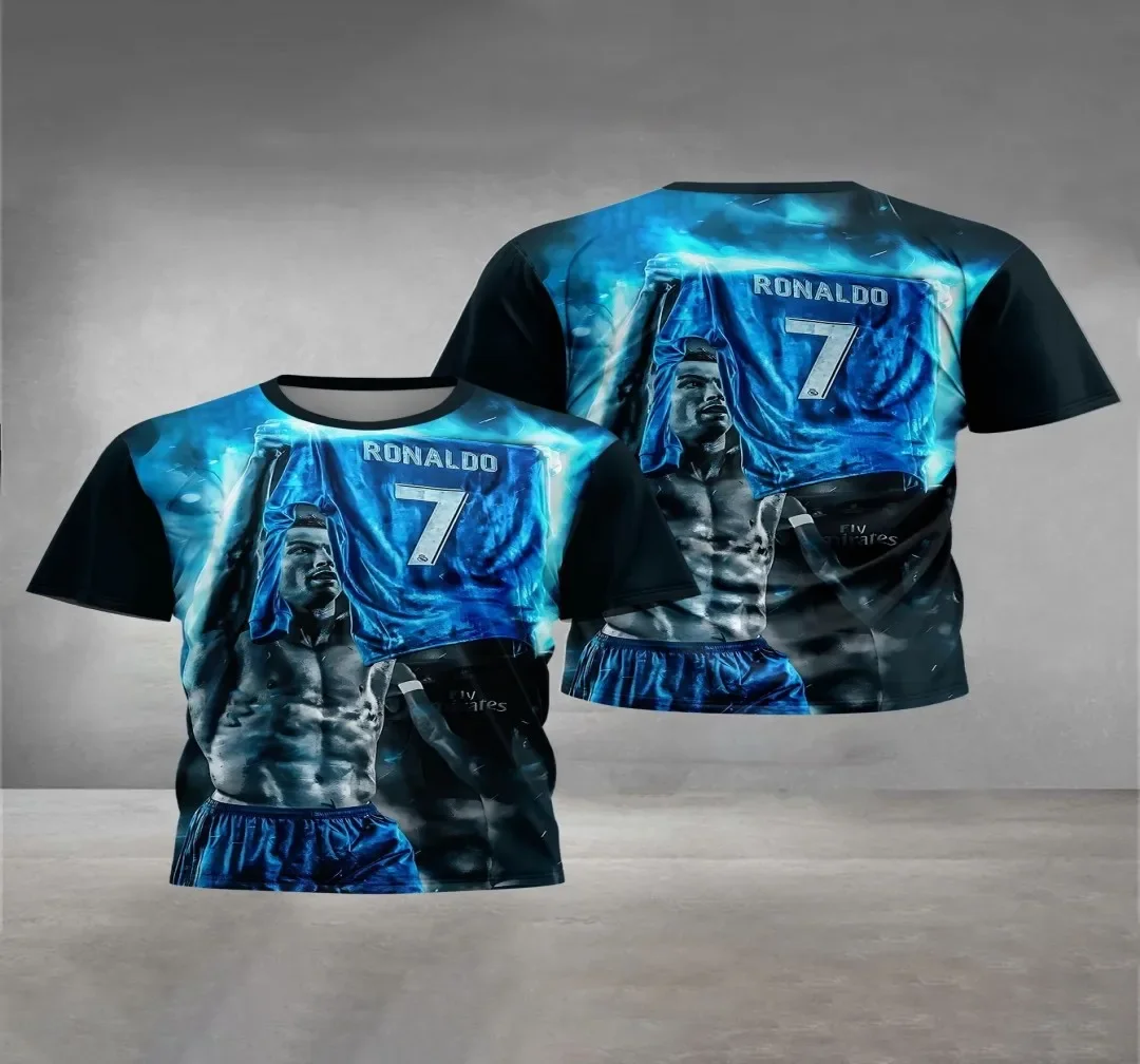 

2025 Summer New Children's 3D Football Clothing, Men's Outdoor Clothing, Boys' and Girls' T-shirts