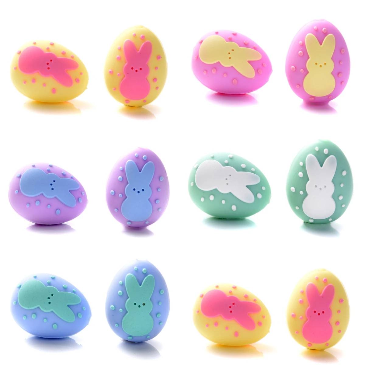 11pcs Silicone Beads Easter Egg Bunny Beads Cute for DIY Pacifier Chain Jewelry Accessories Bracelet Making Pen Decor Creative