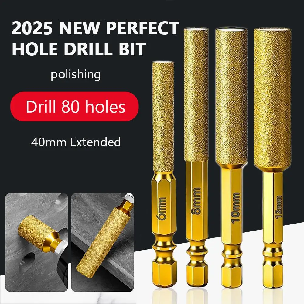 6/8/10/12mm Dry Diamond Drill Bit Brazed Core Bits for Granite, Tile, Marble, Ceramic & Glass, Hole Saw for Hard Materials