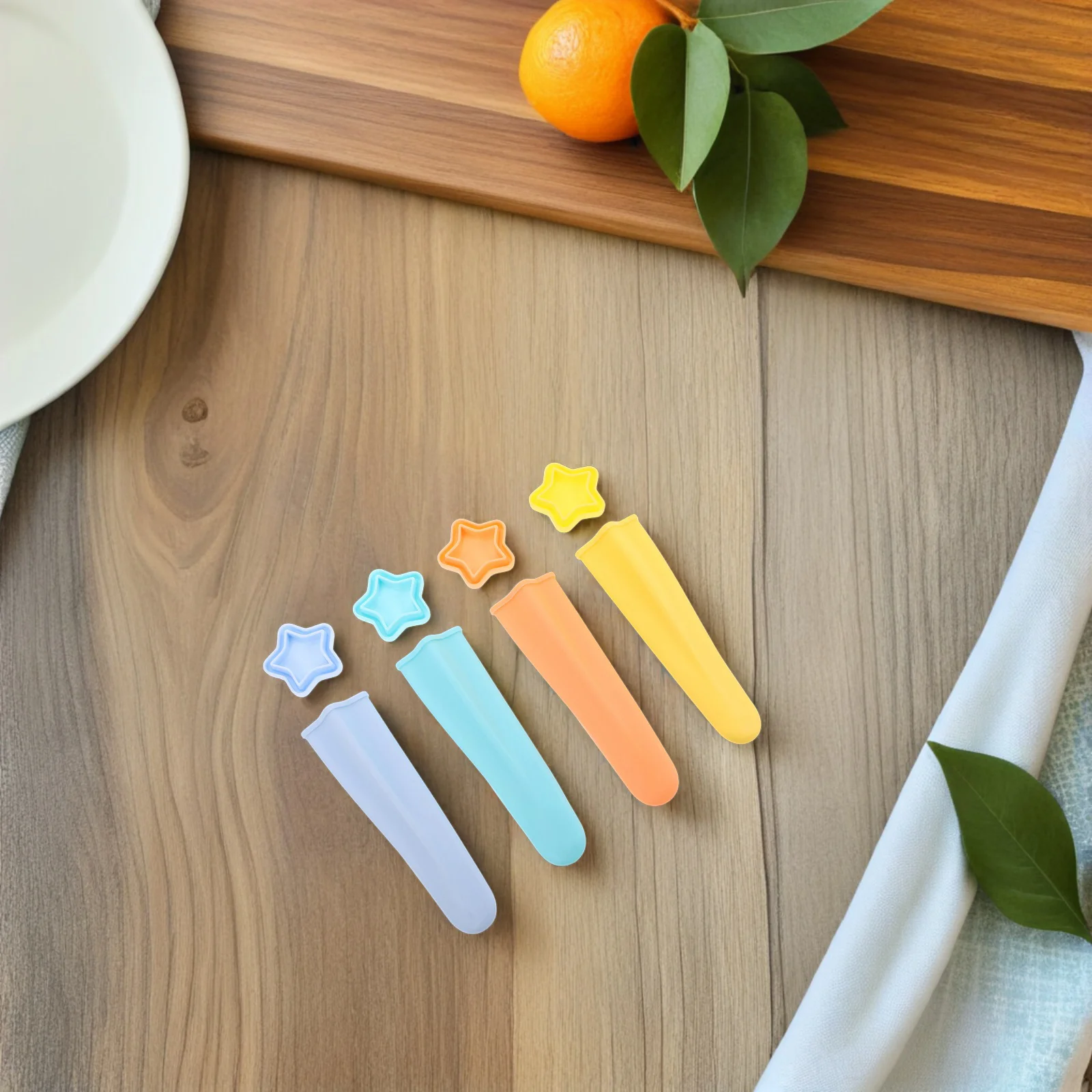 

8Pcs Silicone Homemade Ice Cream Molds Star Shaped Reusable Popsicles Makers Easy Release for DIY Yogurt Sticks Treats