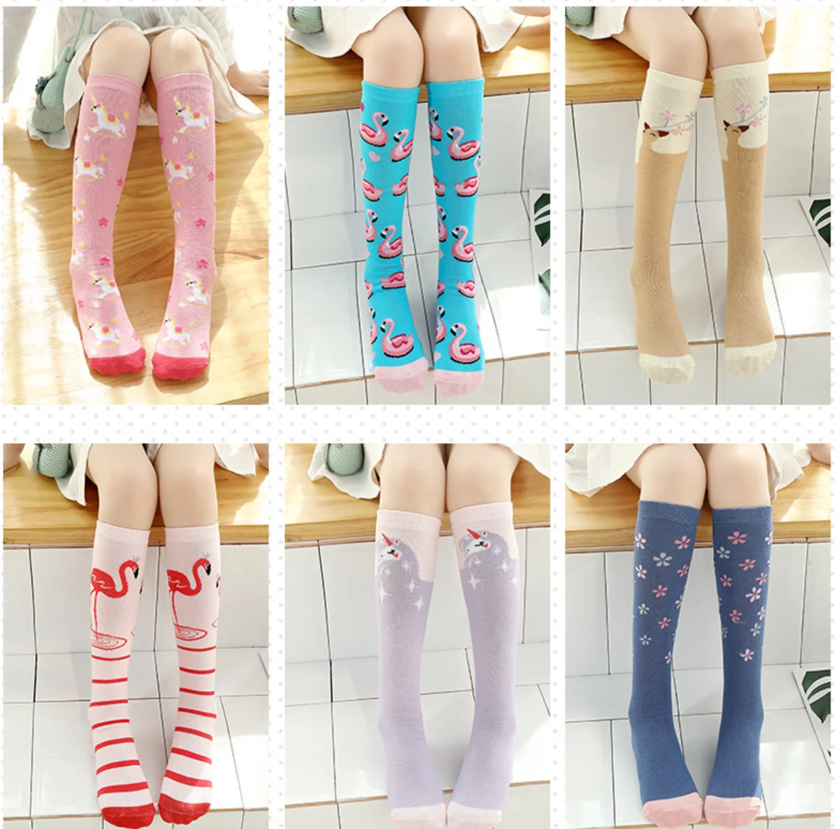 

Kids Sokken Knee high Famingo Cartoon Socks Children For Straight With Wool Knee-High Stockings Of Girls Long Sock