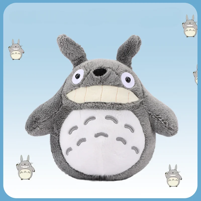 Simpatico cartone animato morbido personaggio animale denti nudi gatto peluche animato intorno a un bambino divertente compagno di sonno mio vicino Totoro