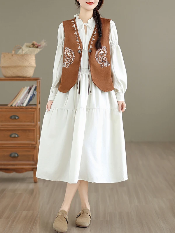 

Новый женский комплект из двух предметов: длинный жилет и повседневный модный ансамбль с V-образным вырезом и длинными рукавами для весны и осени