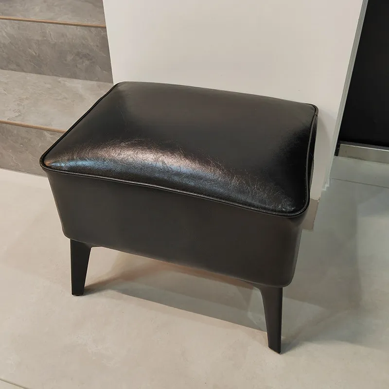 Height 30/36cm retro small shoe changing  household leather pier shoe  square stool living room sofa