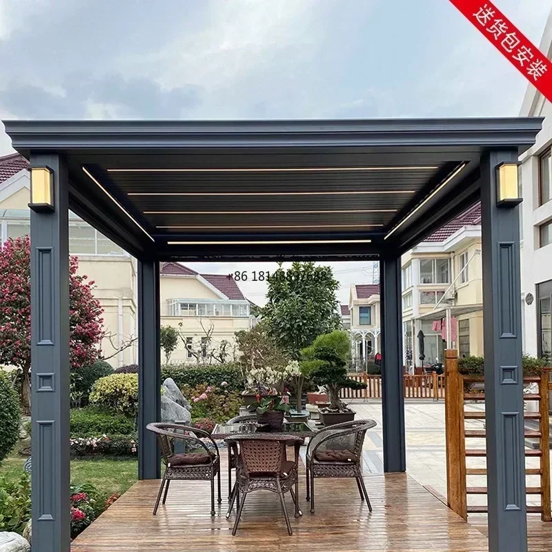 Personalized Pergola Bioclimatique Aluminum Louvered Gazebo Waterproof Retractable Cover Roof Motorized Pergola For Outdoor