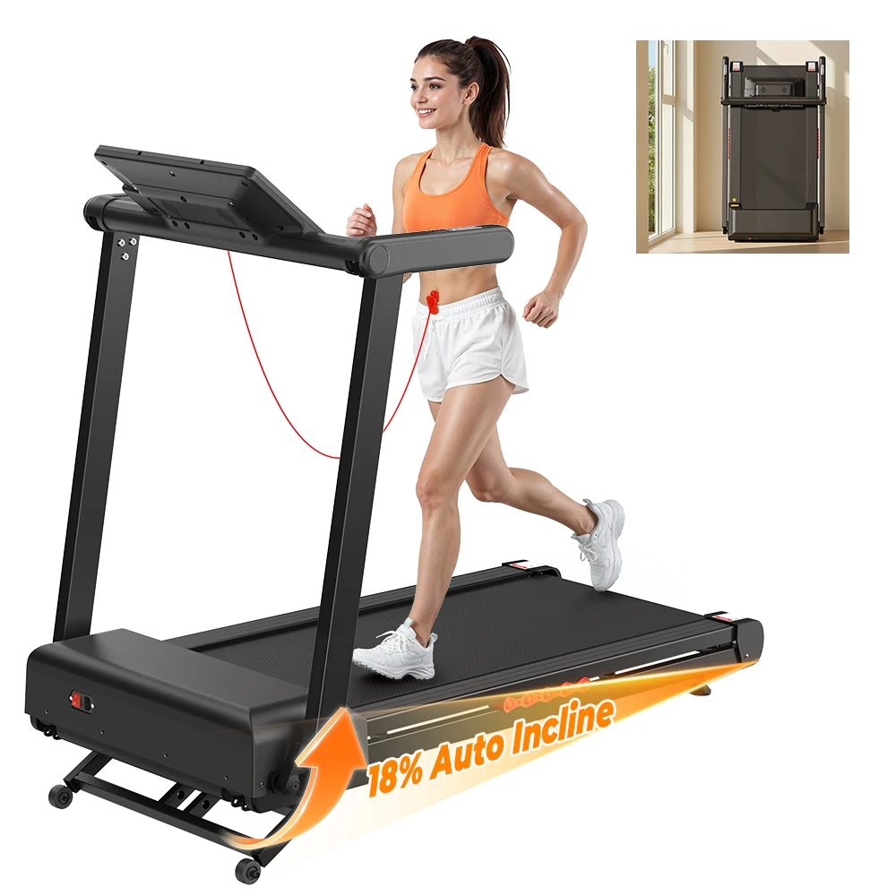 Tapis roulant électrique Formill FT62, moteur 3,5 CV, 1-16 km/h, écran LED, moteur silencieux avec Bluetooth, inclinaison automatique à 18 %, application Fitshow, double vitesse, machine d'exercice à domicile