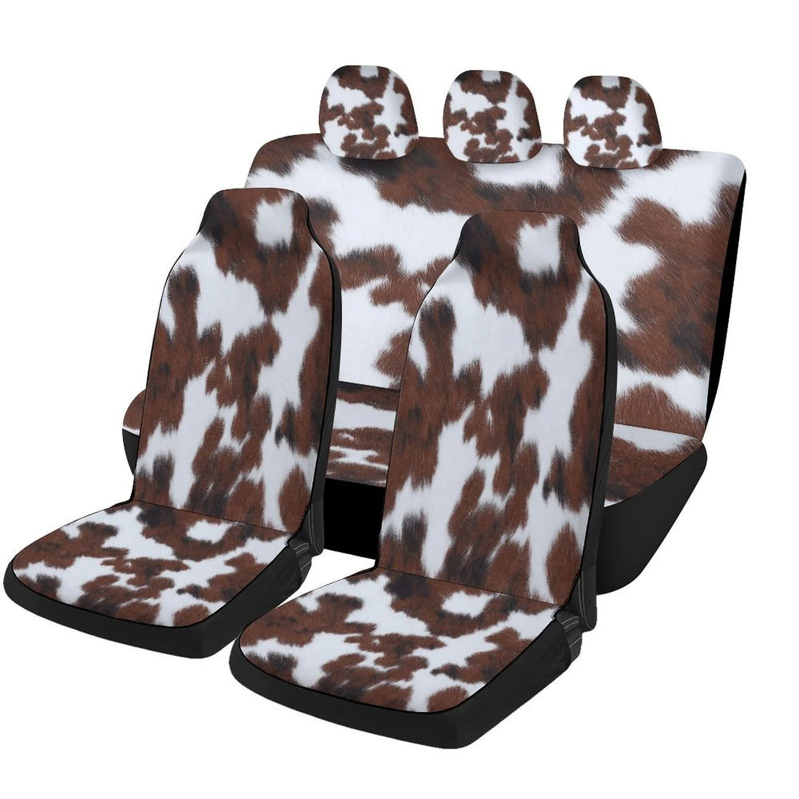 

Cow Print Designed Car Seat Cover Set For Most Cars, Trendy Novelty High-quality Car Seat Protector Covers Full Set, Universal C