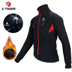 X-TIGER Winter Cycling Jersey Thermal Fleece Men Bicycle Clothing Windproof Bicycle Reflective Warm Biking Jacket Sports Pants