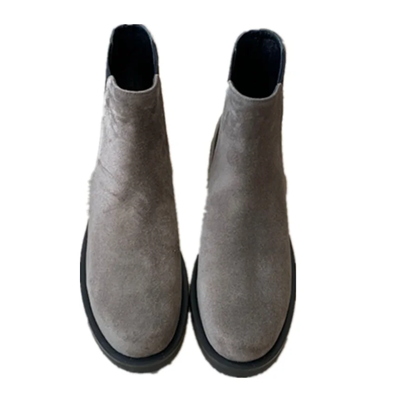

Withered British Fashion Genuine Leather Women's Chelsea Boots Women Botas Minimalist Cowhide Handmade Shoes For Women