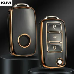 TPU Car Flip Key Case Cover Shell Fob For Volkswagen VW Polo Golf Passat Tiguan Beetle Caddy Eos Skoda Octavia Seat Leon Altea