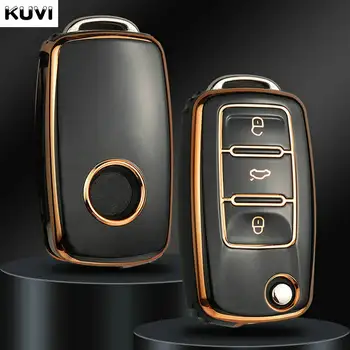 適用於大眾 VW Polo、高爾夫、帕薩特、途觀、甲蟲、Caddy、Eos、斯柯達明銳、西雅特 Leon、Altea 的 TPU 汽車翻蓋鑰匙殼 6 最佳銷售 2021年大眾Caddy - №1