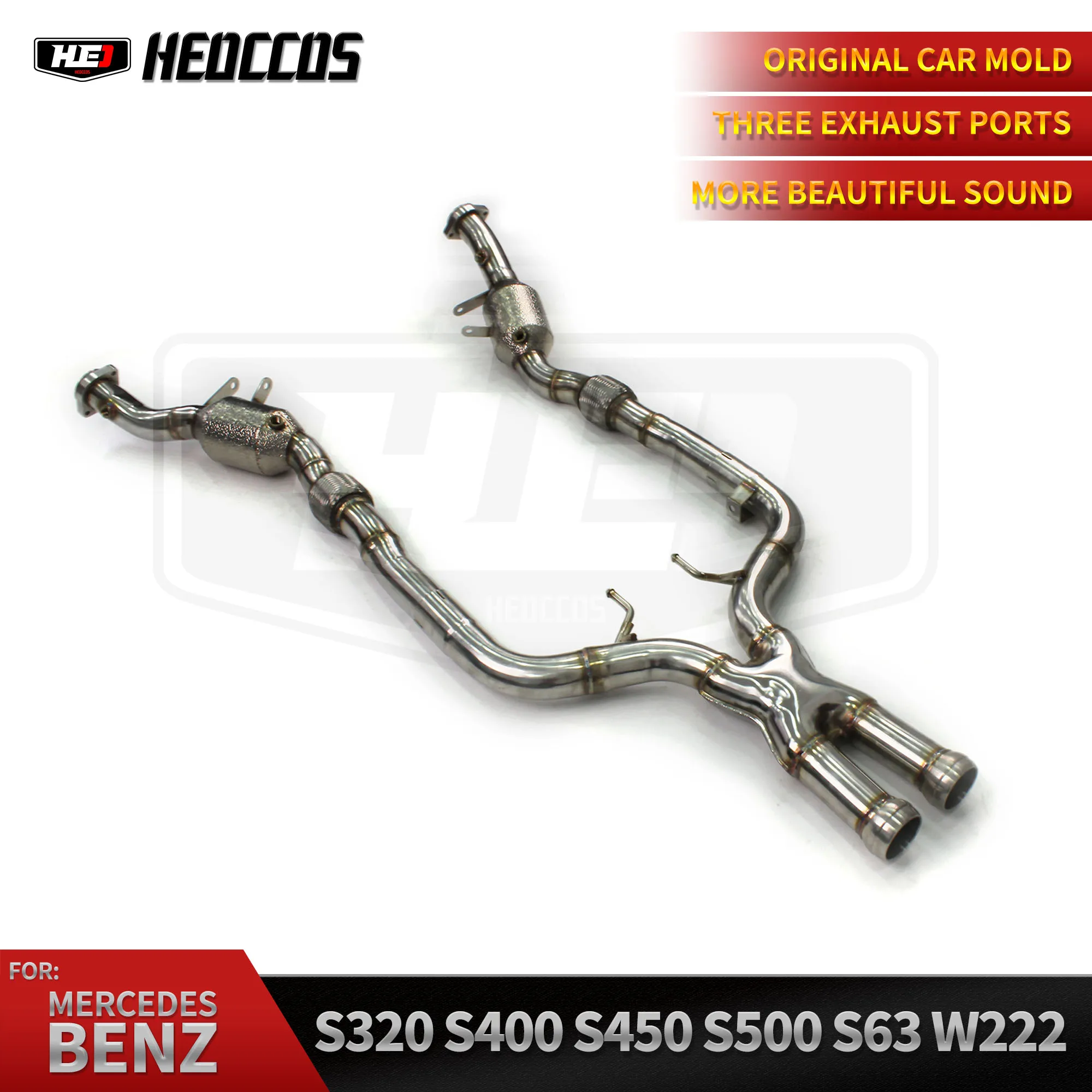 HEO Exhaust Downpipe W222 Exhaust for Mercedes benz S320 S400 S450 S500 S63 W222 with heat insulation material catalyst exhaust