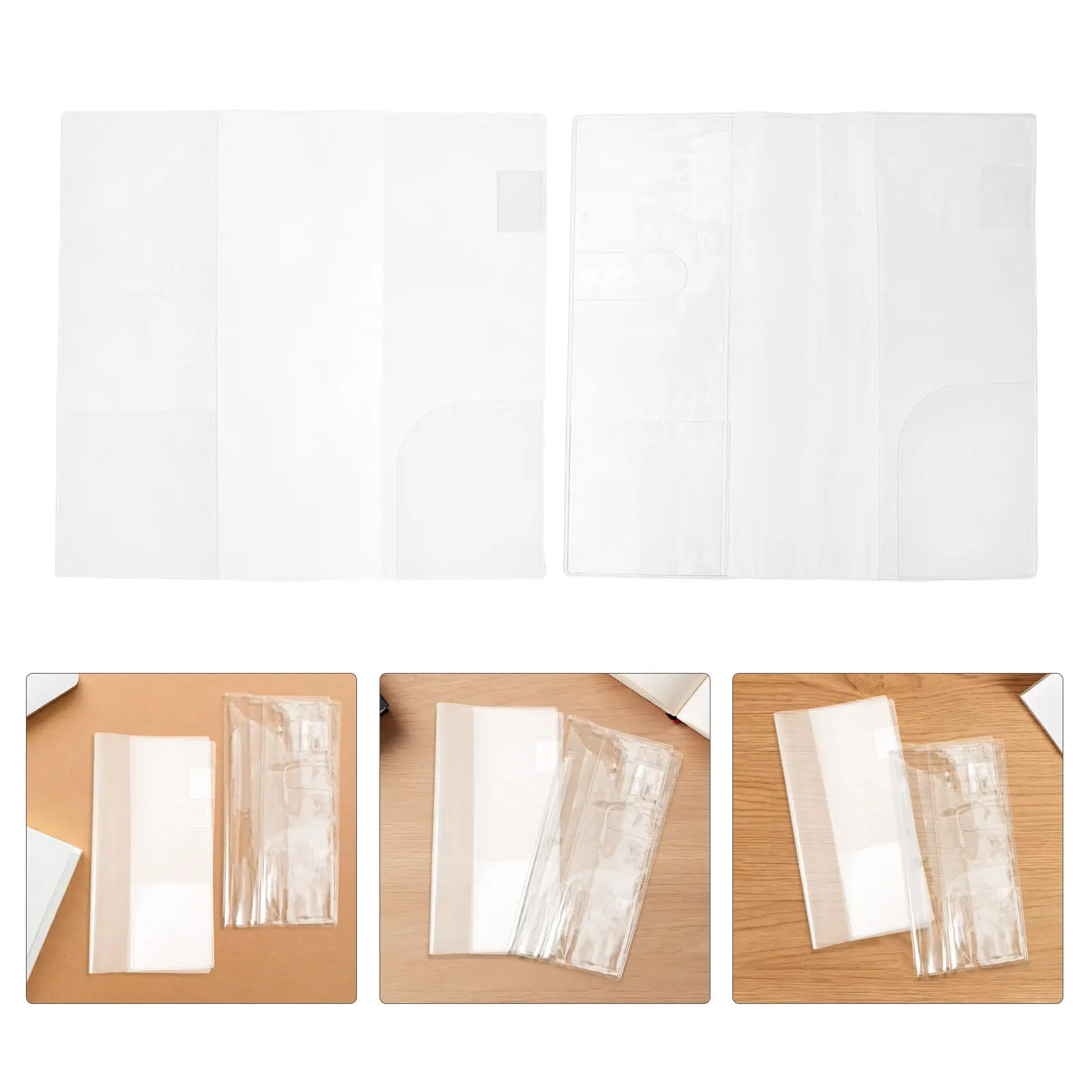 

4Pcs Clear PVC Book Cover Protector for Hardcover Notebooks 8.27x7.76in Waterproof Flexible Reusable Transparent Sleeve School