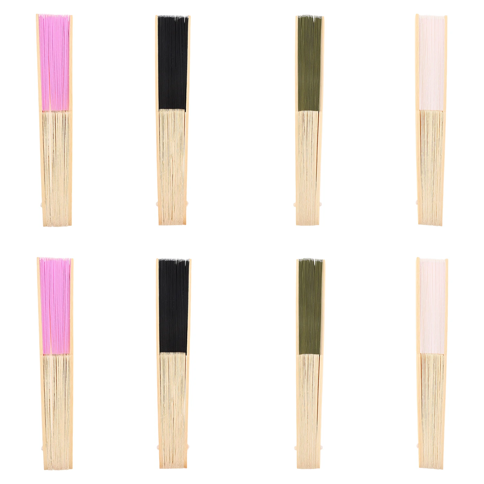 

8Pcs 7 Inch Foldable Bamboo Hand Fan Pure Color Fabric Handheld Fan for Wedding Bridal Shower DIY Craft Guest Favor Dance