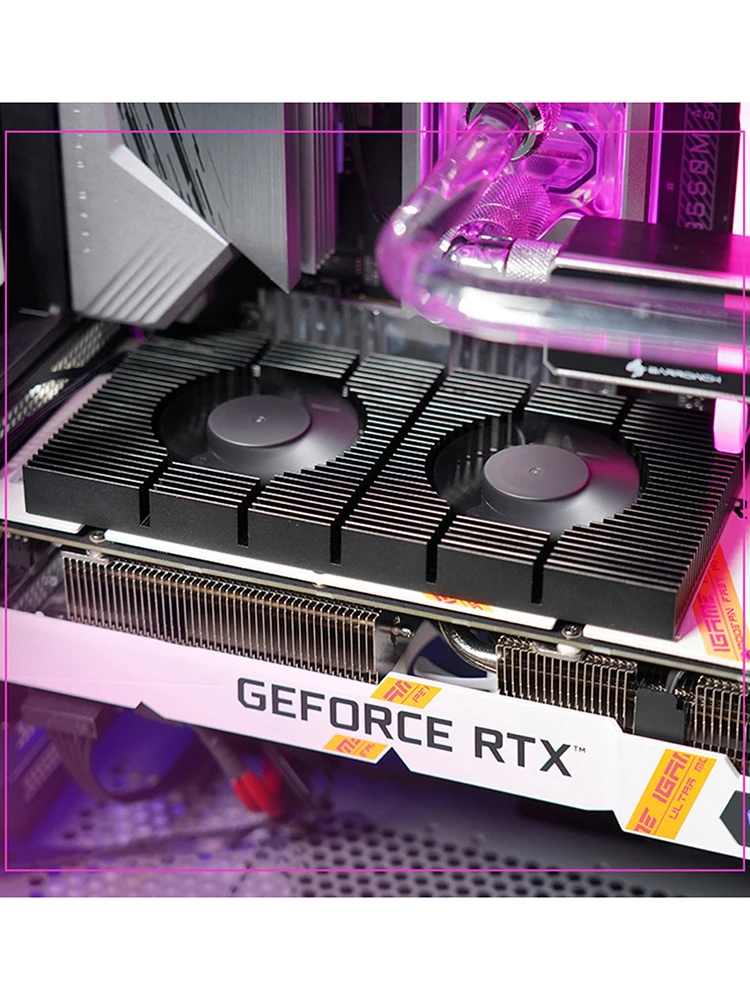 GPU Backplane Radiator Video Memory VRAM Radiator Panel Alloy Aluminum Cooling Backplate Dual Fan for RTX 3090 3080 3070 Series