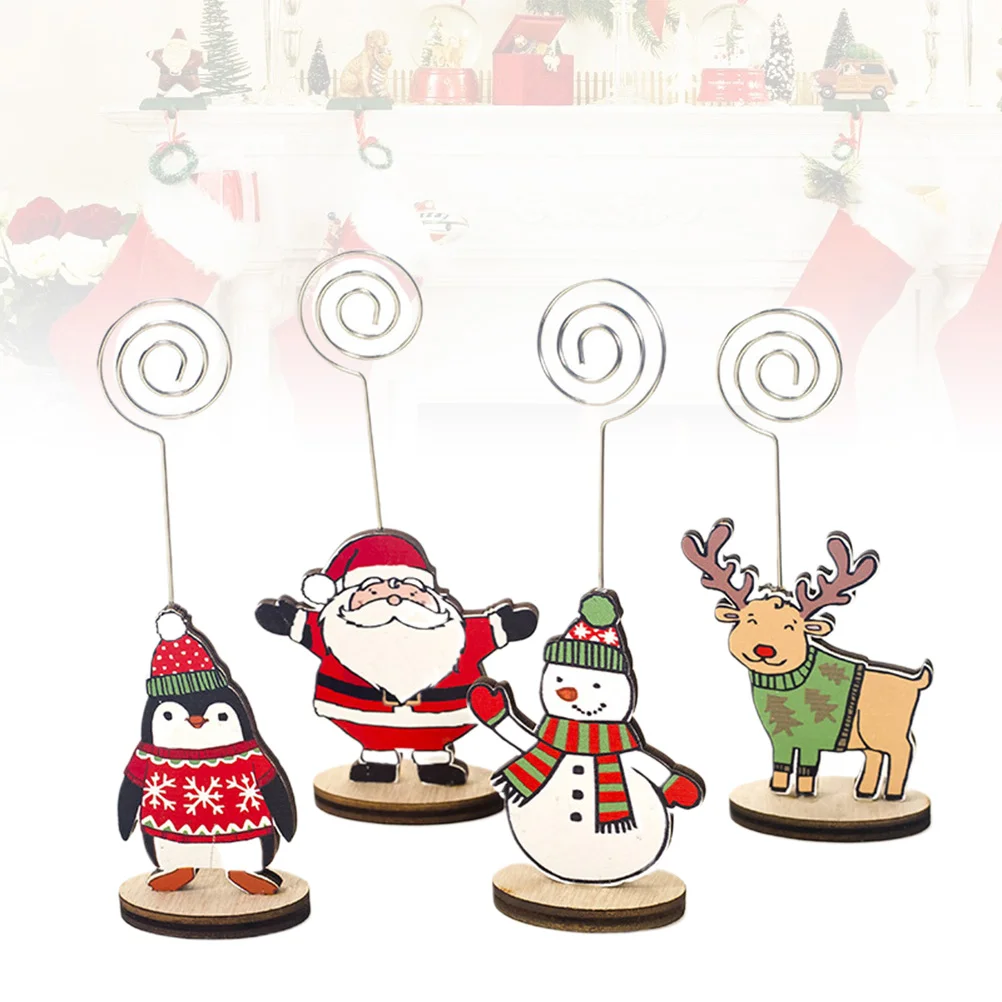 4 Pcs Christmas Table Picture Stand Name Card Place Holder Number Wire Memo Wedding Decorations Paper Clips