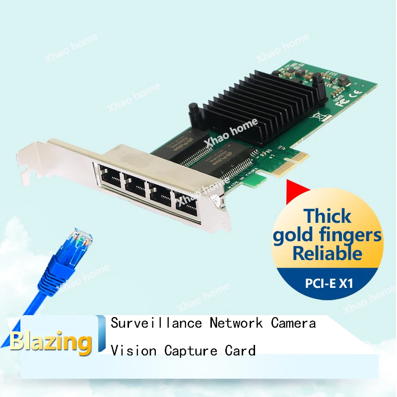 

Industrial I350AM4 Quad Port Gigabit NIC PCIe x4 Vision Machine Network Card 10/100/1000Mbps Ethernet for Servers Vision Systems