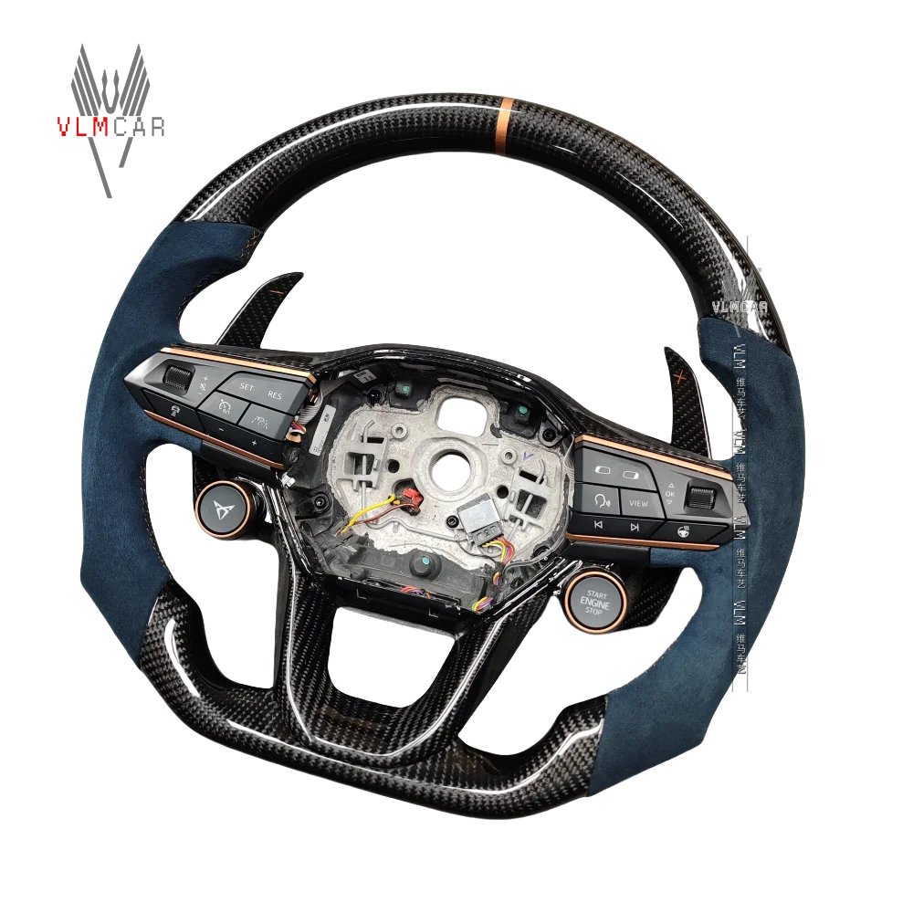 VLMCAR-Carbon Fiber Steering Wheel for Seat Cupra Ateca MK4 2023 2024 For Formentor VZ, With Paddles Private Custom Leon Cupra