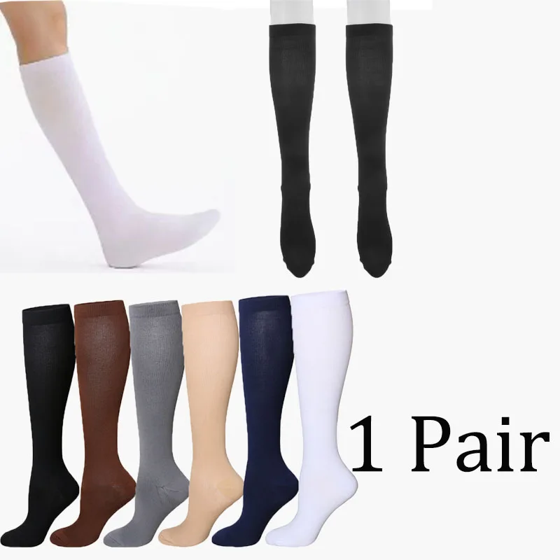 Compression Stockings Blood Circulation Promotion Slimming Compression Socks Anti-Fatigue Comfortable Solid Color Socks 1pair