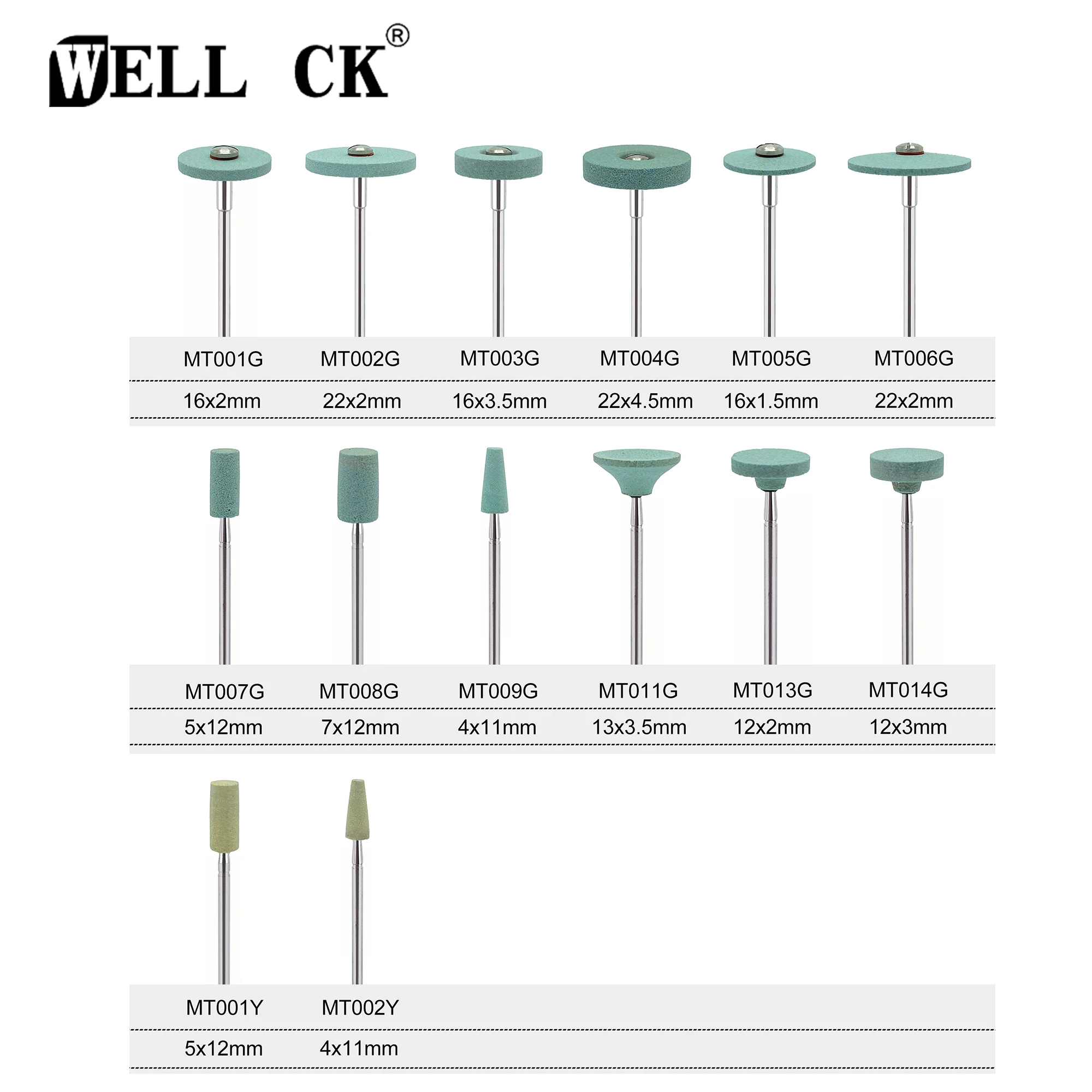 WELLCK Dental Polisher Ceramic Diamond Grinding Head Stone Zirconia Ceramics Emax Crowns Grinder Quick Polishing Burs