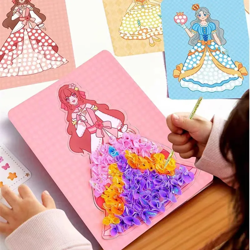 Kids Creative Painting DIY Handmade Sticker Toys Children Princess Costume Making Girls Art and Crafts Education Gifts