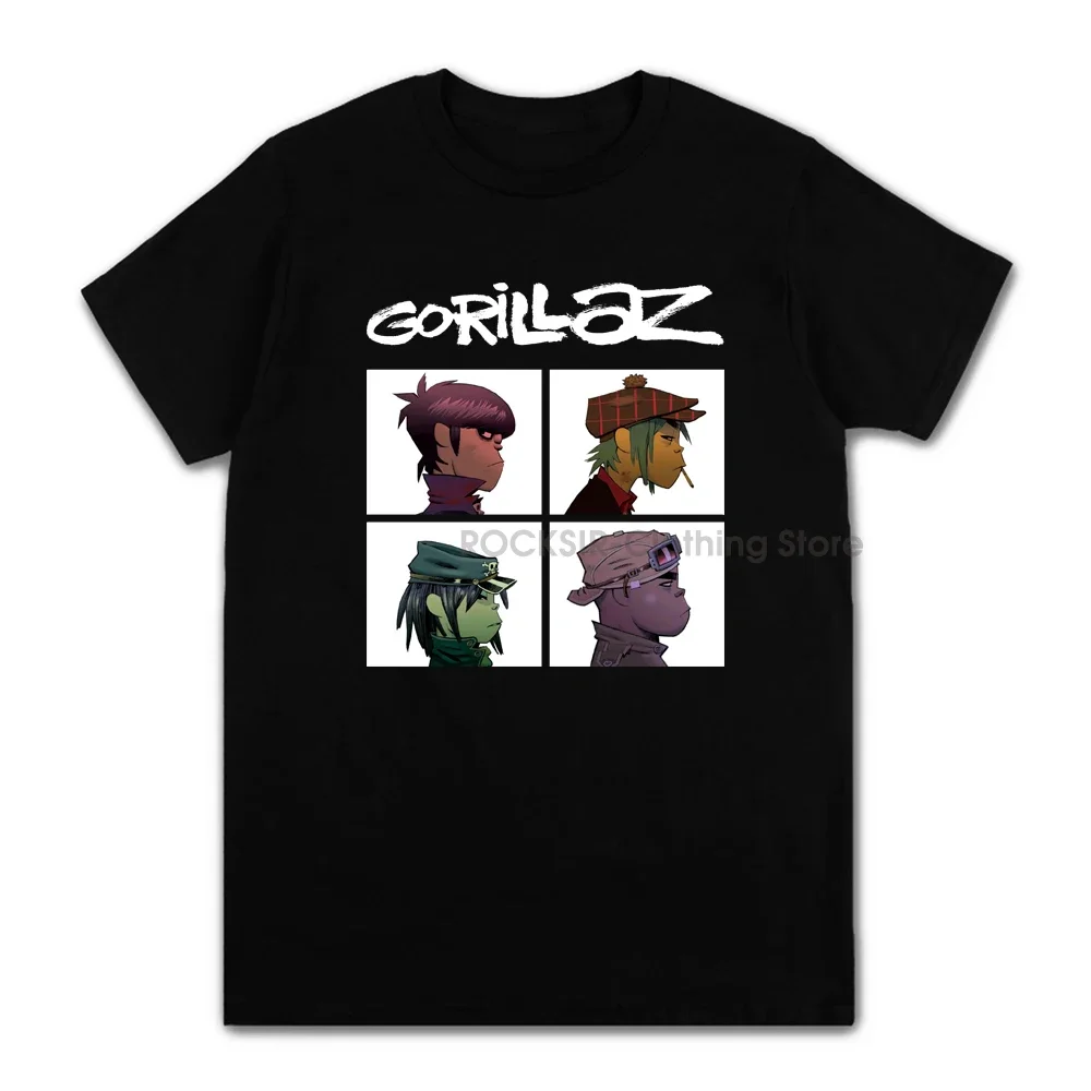 

Летняя футболка с музыкальной группой Gorillaz, хлопковые топы, футболки, мужская повседневная футболка с коротким рукавом для мальчиков, модная уличная одежда в стиле хип-хоп