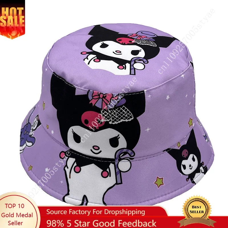 

Sanrio Kuromi cartoon children's bucket hat My Melody sun hat suitable for medium and large children with a head circumference