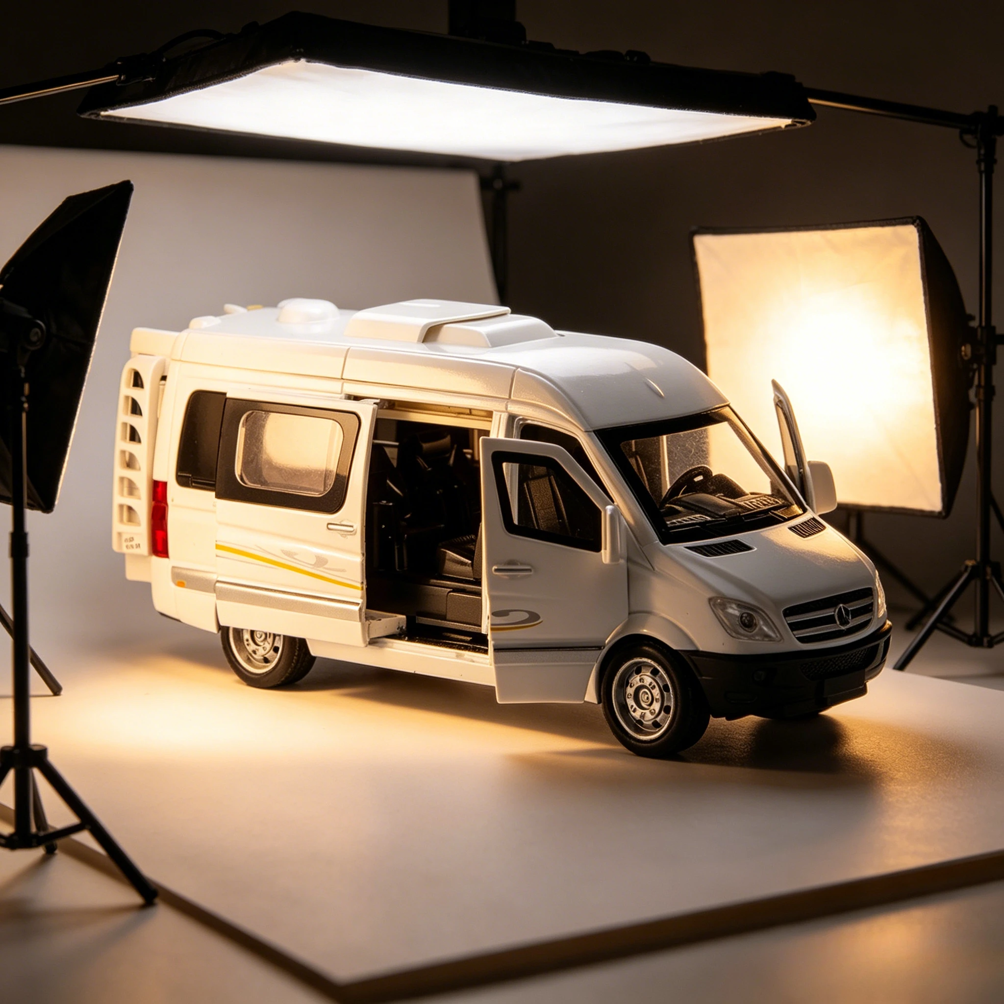 

1:32 Alloy Diecast Sprinter MPV Van Toy Car Pull Back Sound Light Doors Openable Collection Toys Vehicle Gift For Kids