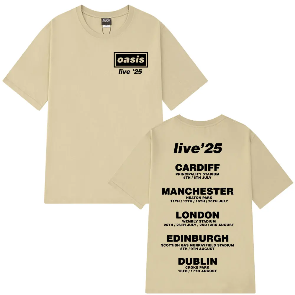 O-Oasis Live 25 Tour T-Shirt Men's Cotton Casual Print