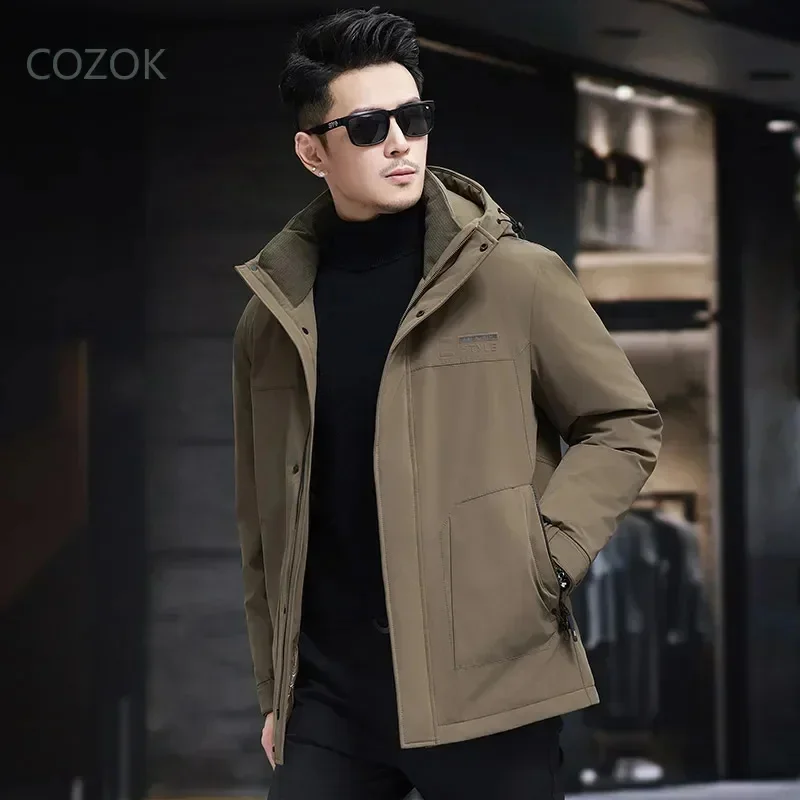 COZOK Short Down Jacket Duck Padding Designer Clothes Men Man Jackets Long Sleeve Men's Clothing Male Cold Coat for Winter