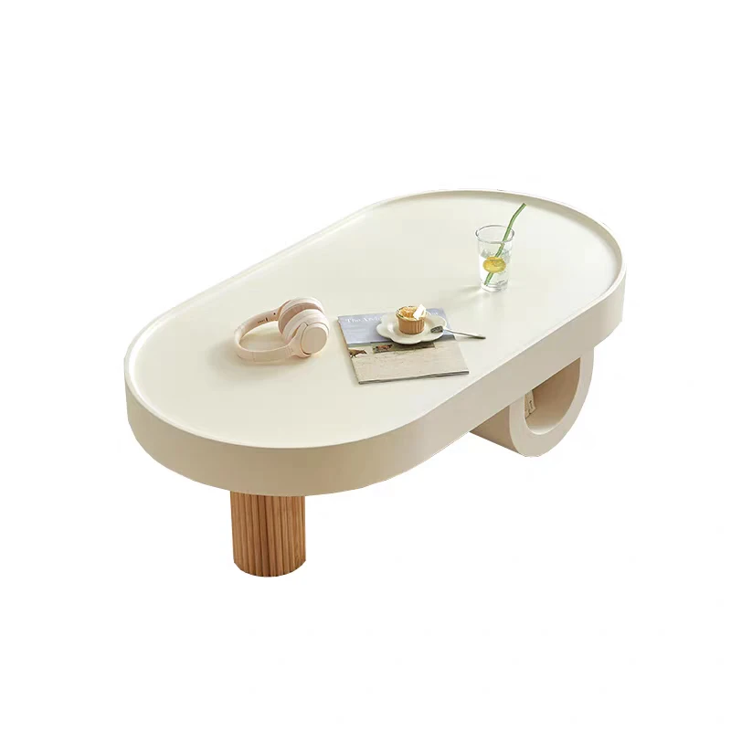 

xc-Modern Minimalist Furniture Wooden Oval Shape Coffee Table Home Living Room Wood Tea Table for Small Apartments*