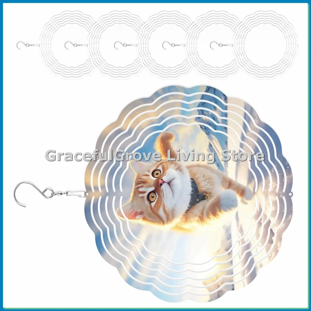 6Pack 8 Inch Sublimation Wind Spinner Blanks 3D Wind Spinners Hanging Wind Spinners for Indoor Outdoor Garden Decoration-ROWI