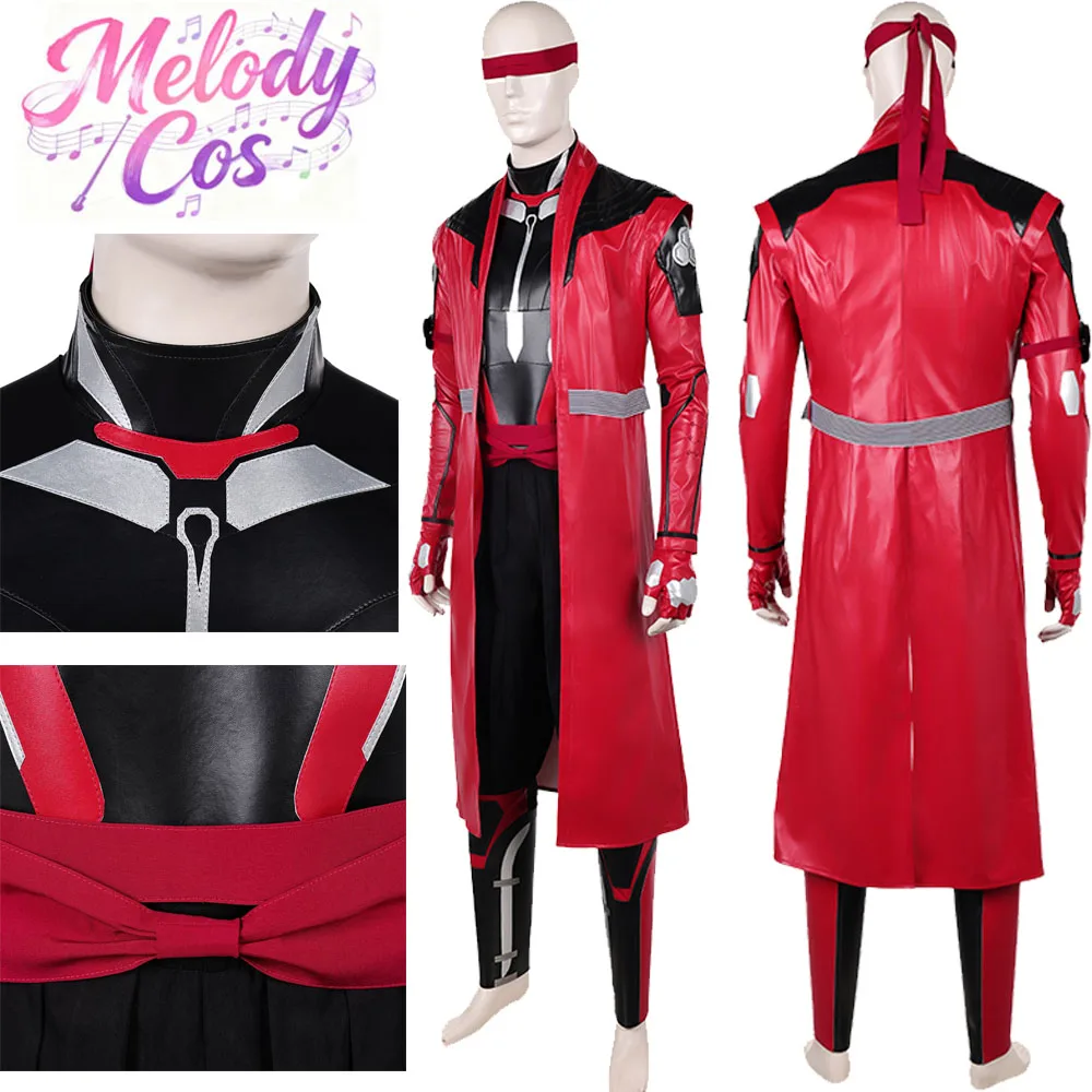 Disfraz de Cosplay de Kenshi Takahashi para Hombre Adulto, del Juego Mortal Kombat 2, para Halloween o Carnaval, Incluye Top, Pantalones, Abrigo, Antifaz, Guantes y Cinturón