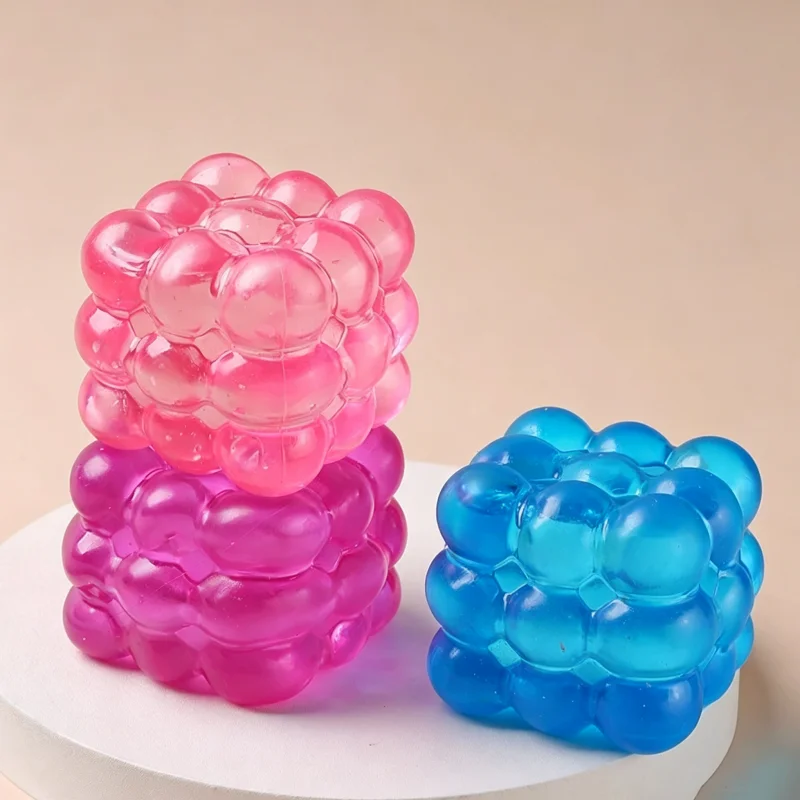 Bubble Cube Maltose Squishy Toy Slow Rising Elastic Textured Hand Squeezer Stress Relief Relax Vent Calming Sensory Play Toy