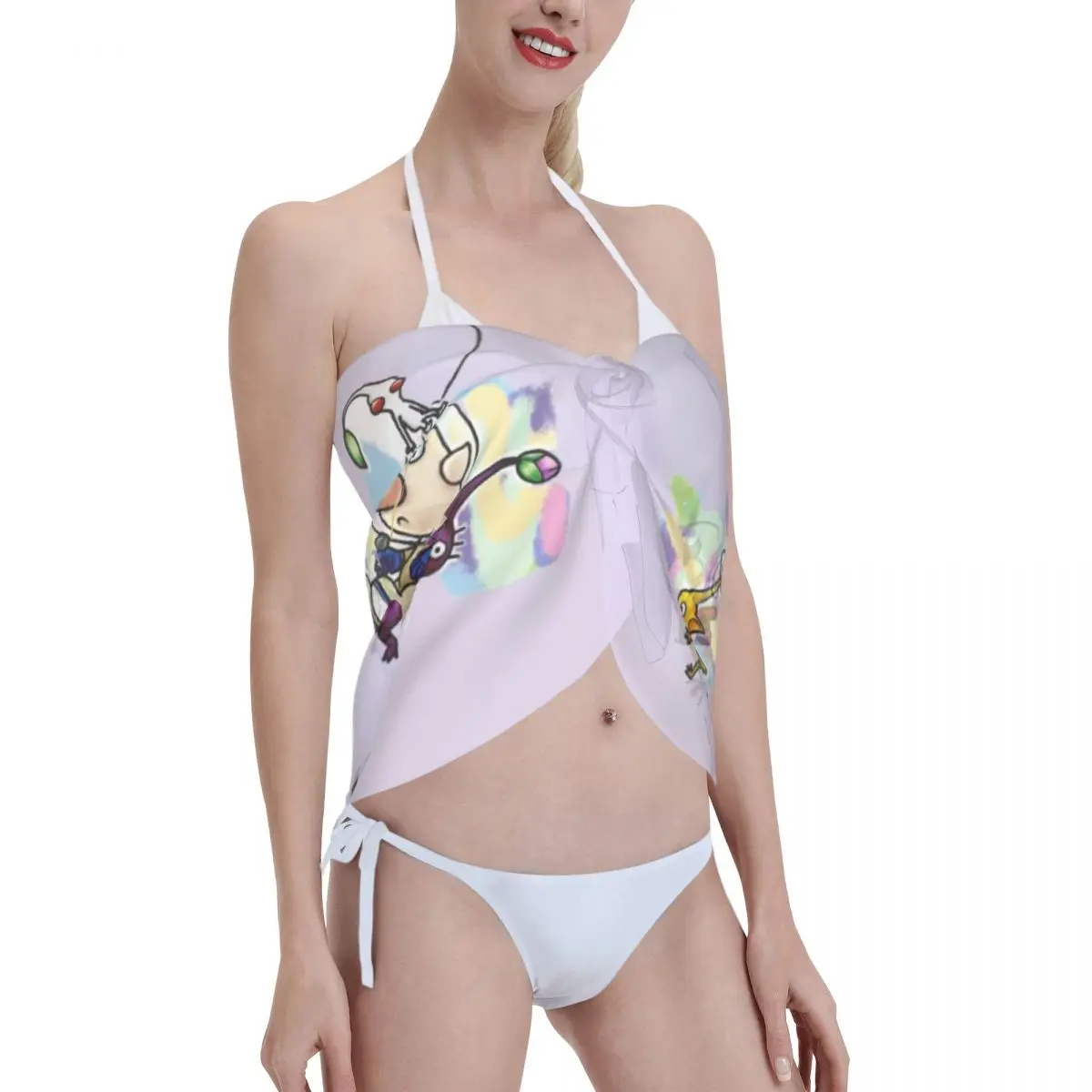 Personalizzato Cool Pikmins Anime Cartoon Abito da spiaggia casual Decora videogiochi Donna Sarongs corti Avvolgente da spiaggia per costumi da bagno