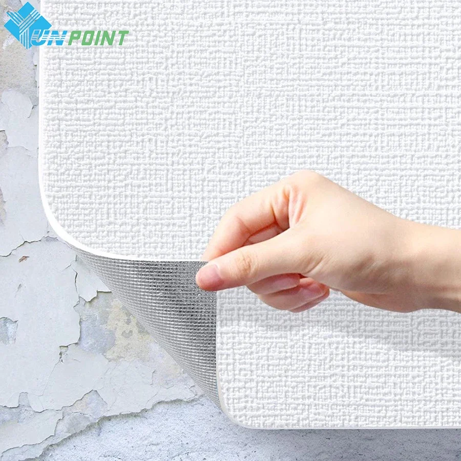 

3D Linen Self Adhesive Wallpaper Warm Bedroom Background Wall Sticker Waterproof Moisture-Proof Foam Wall Paper Home Decoration