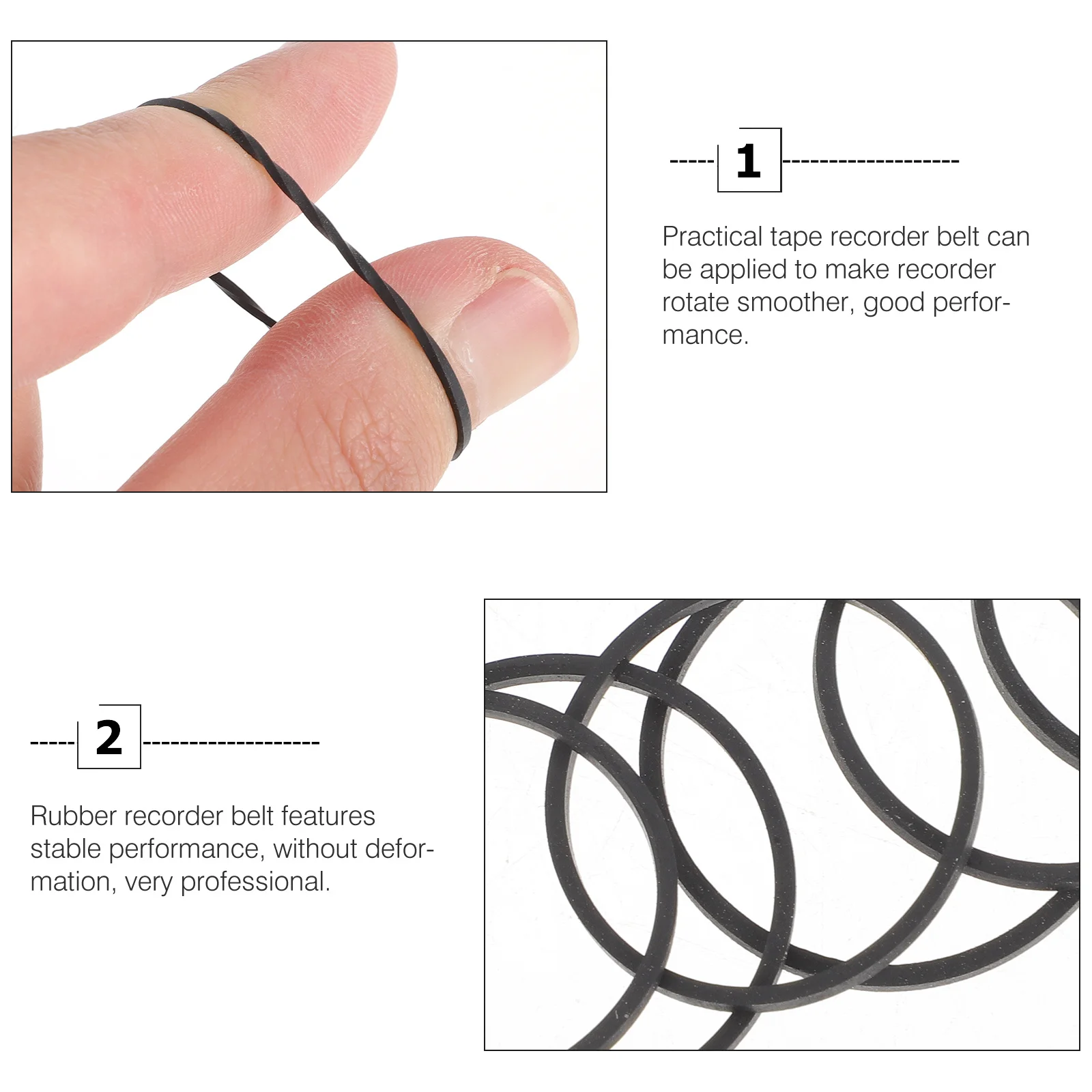 50Pcs Rubber Recorder Belts Cassette Player Belt for Smooth Rotation and Long Term Reliable Performance Tape Recorder Belts
