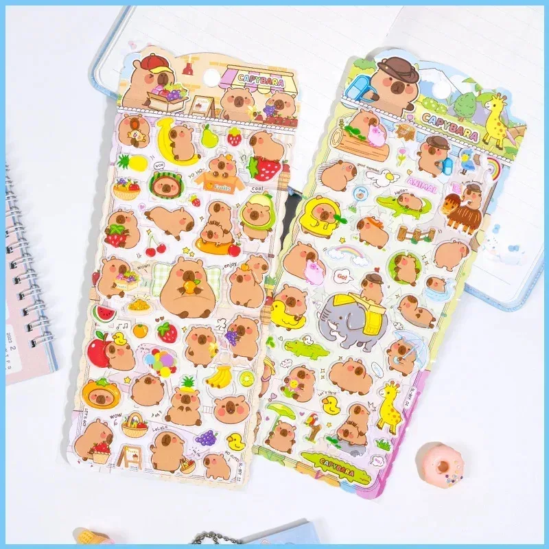 4 pcs/lot Capybara Work Happy Life 3D Puffy Sticker Scrapbooking  Journaling Cute Stationery Diary Sticker Decor Supplies