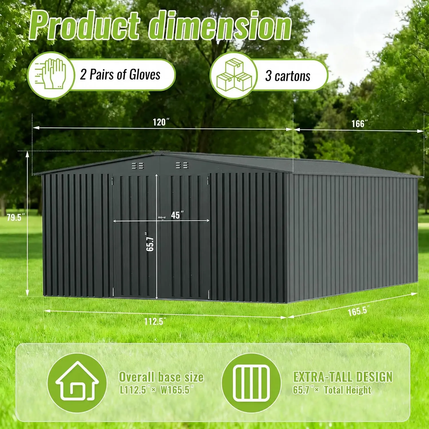10x14 FT Metal Storage Shed with Reinforced Frame, Customized