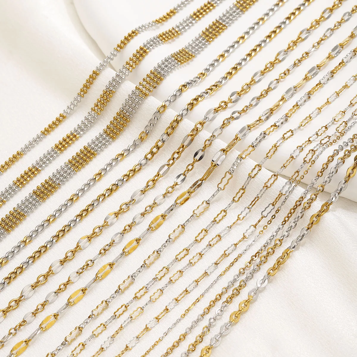 1 Meter Edelstahl-Kubakette für die Schmuckherstellung, Gold-Stahl-Mischketten, DIY-Halskette, Armband, Schmuckmaterial, Zubehör – Detail 2