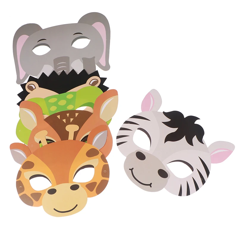 12pcs Mask Birthday Party Supplies Paper Animal Masks Cartoon Kids Party