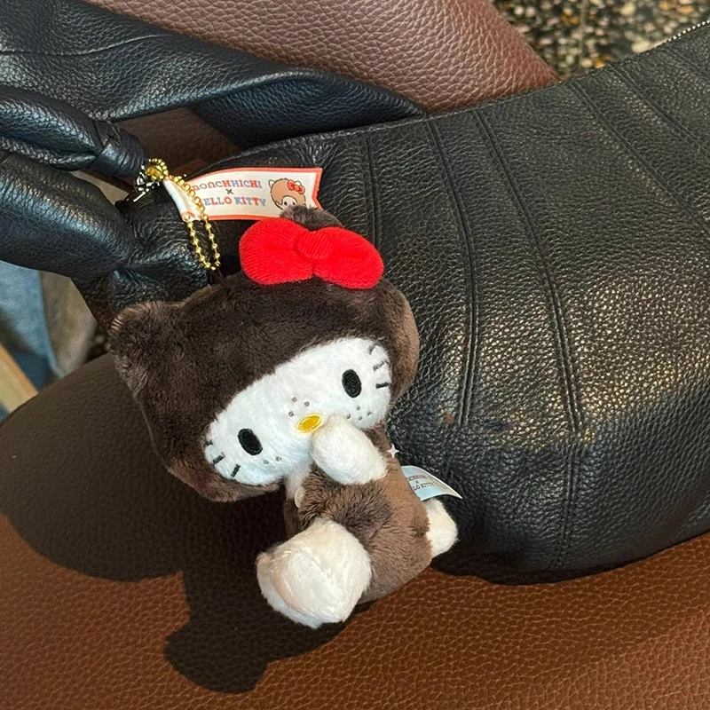 Kawaii Sanrios Hellokittys Freckled Plush Keychains Anime Kitty Cat Plushie Toys Doll for Girls Backpack Keyring Hanging Gifts