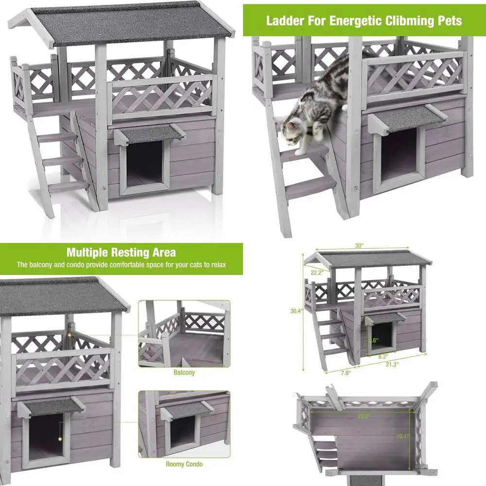 

Уличный всепогодный большой деревянный домик для кошек для зимы и использования на балконе