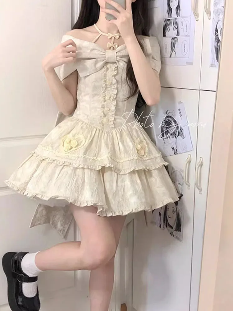 Abito Lolita con fiocco grande sul retro Jsk carino