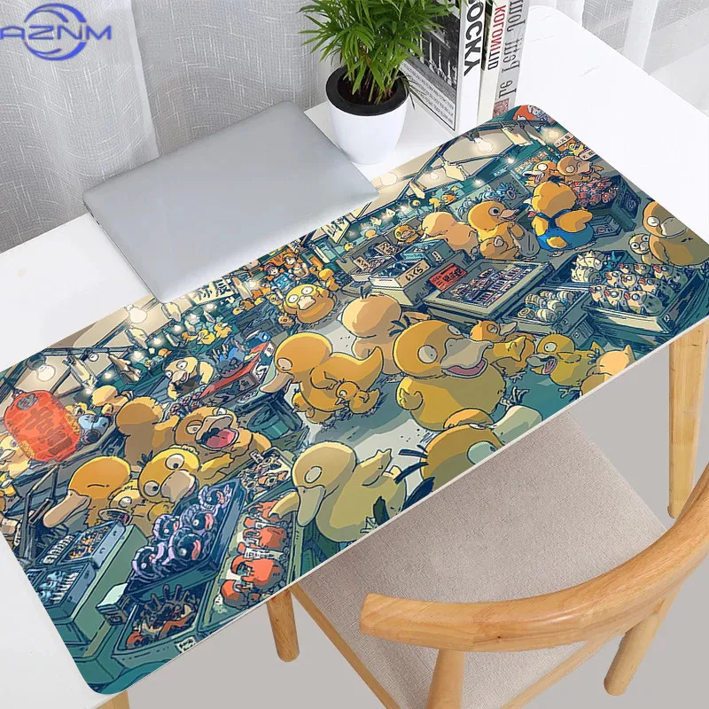 Kawaii Japan Anime Mouse Pad Laptop Yellow Duck Gaming Keyboard Rug Large P- P-psyduck Mousepad PC Gamer Cabinet Desk Mat