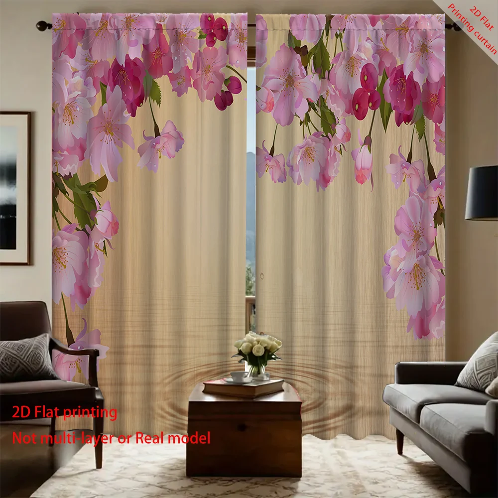 

Floral landscape printed curtains on the water surface, blackout curtains for living room, bedroom, and office decoration