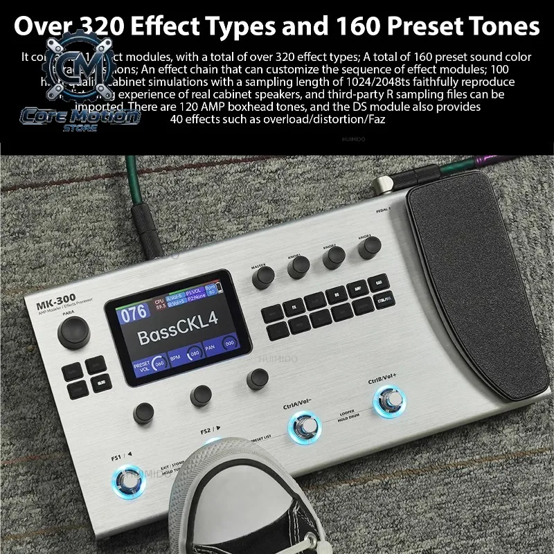 M-VAVE Guitar Effects Processor 120 AMP Models Drum Machine Loop MIDI Interface Re-Amp Portable Guitar Multi-Effects Processor