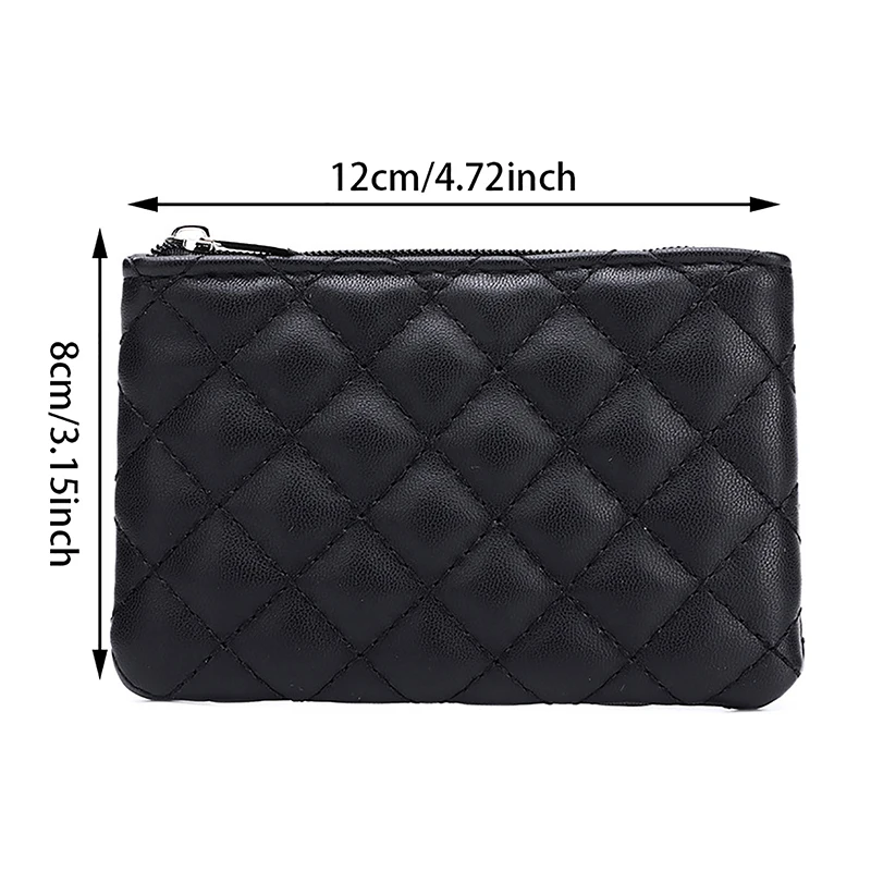 Women Small Coin Purse PU Leather Zipper Wallets Pouch Plaid Print Change Purses Business Card Holder Ladies Mini Coin Bag