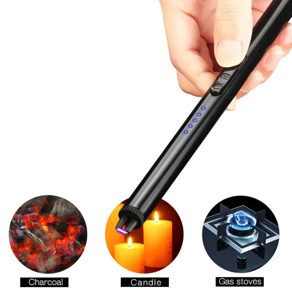 Pulse Candle Lighter Electric Arc Windproof Gas Stove Kitchen Long Flameless Plasma Lighter Outdoor Portable Camping Lighters