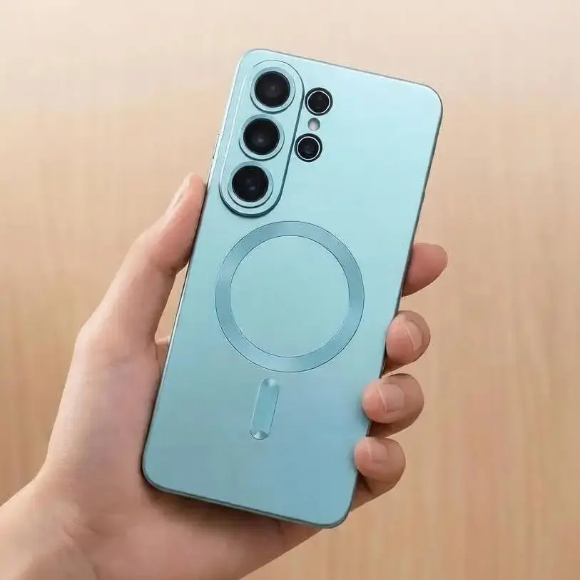 Luxury Metallic Paint Magnetic Case For Samsung S26 S22 Plus Ultra S25 Ultra Edge FE S24 S23 S21 Ultra Plus FE Shockproof Cover